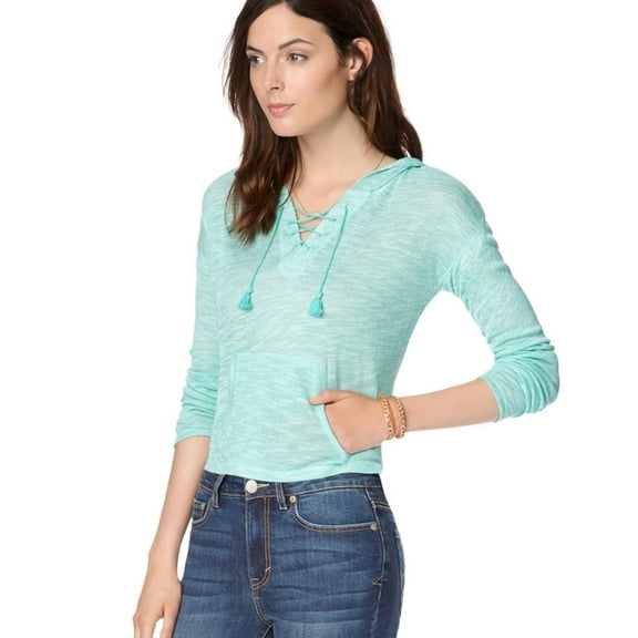 Aeropostale Womens Cropped Hoodie Sweatshirt, Green, Juniors, Medium