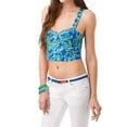 thumbnail image 1 of Aeropostale Womens Cropped Paisley Corset Tank Top, Blue, Juniors, Medium, 1 of 1