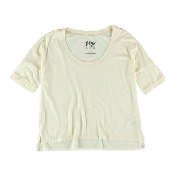 Aeropostale Womens Cropped SS Basic T-Shirt, Beige, Juniors, X-Small