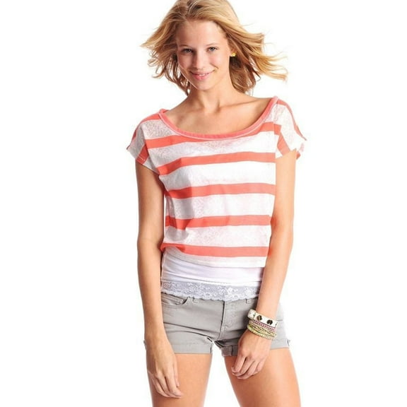 Aeropostale Womens Cropped Ss Graphic T-Shirt, Orange, Juniors, X-Large