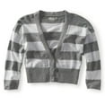 thumbnail image 1 of Aeropostale Womens Cropped Stripe Cardigan Sweater, Grey, Juniors, Large, 1 of 1