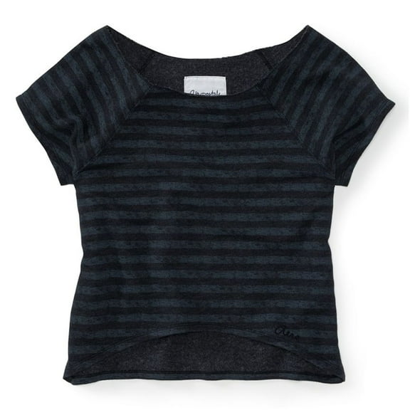 Aeropostale Womens Cropped Striped Crew Knit Sweater, Black, Juniors, Medium