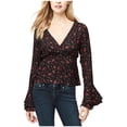 thumbnail image 1 of Aeropostale Womens Deep V-Neck Crop Pullover Blouse, Black, Juniors, X-Small, 1 of 1