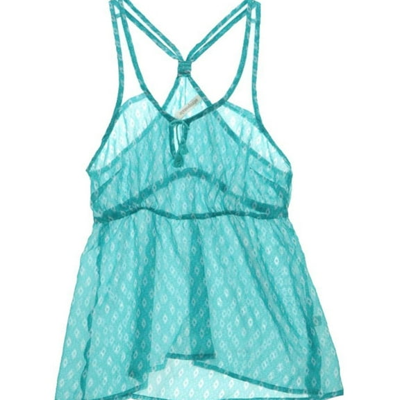 Aeropostale Womens Diamond Mesh Woven Racer Back Tank Top, Green, Juniors, Medium