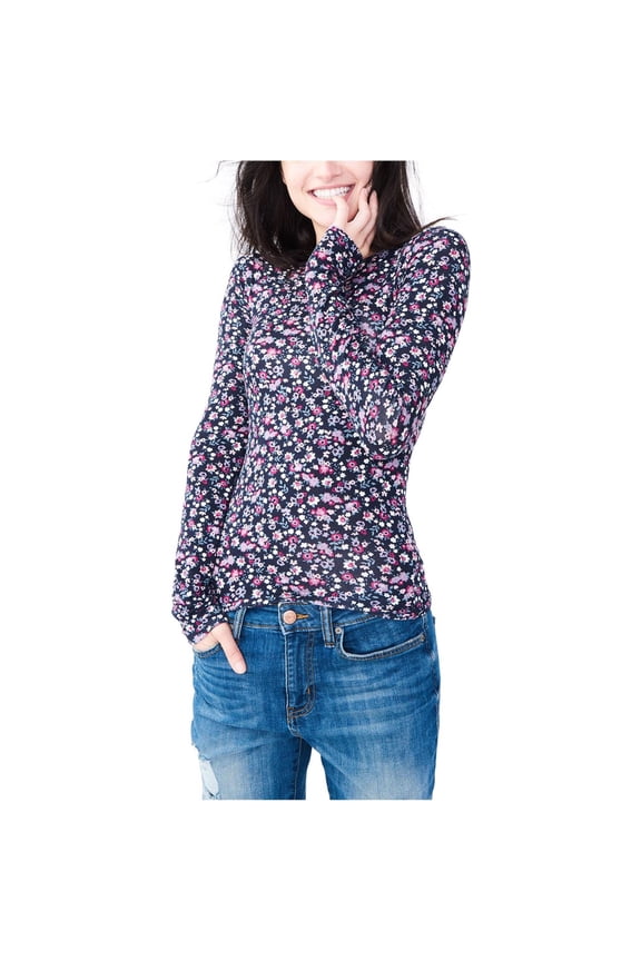 Aeropostale Womens Ditsy Layering Basic T-Shirt, Multicoloured, Juniors, Small