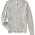 thumbnail image 1 of Aeropostale Womens Dolman V-Neck Pullover Sweater, Grey, Juniors, Small, 1 of 1