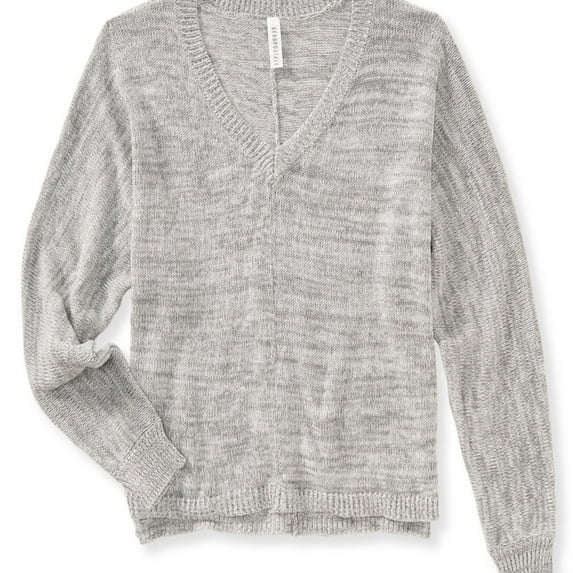 Aeropostale Womens Dolman V-Neck Pullover Sweater, Grey, Juniors, Small