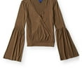 thumbnail image 1 of Aeropostale Womens Faux-Wrap Crop Pullover Blouse, Green, Juniors, Medium, 1 of 1