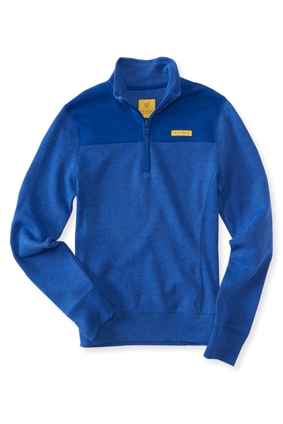 Aeropostale Womens Fleece 1/4 Sweatshirt, Blue, Juniors, Medium