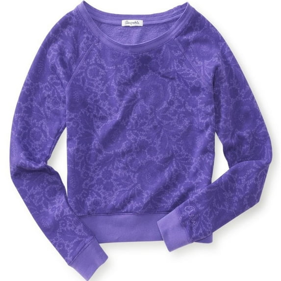 Aeropostale Womens Floral Print Knit Sweater, Purple, Juniors, X-Large