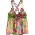 thumbnail image 1 of Aeropostale Womens Floral Print Sheer Shimmer Tank Top, Multicoloured, Juniors, Small, 1 of 2