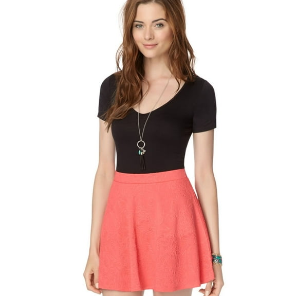 Aeropostale Womens Floral Texture Mini Skirt, Orange, Juniors, X-Large