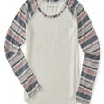 thumbnail image 1 of Aeropostale Womens Geo Raglan Graphic T-Shirt, Off-White, Juniors, Small, 1 of 1