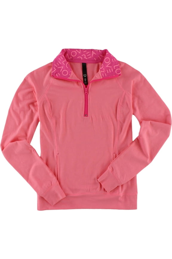 Aeropostale Womens Half Zip Pullover Basic T-Shirt, Pink, Juniors, Medium
