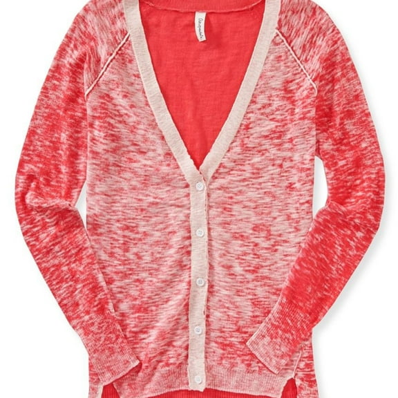Aeropostale Womens Heathered Cardigan Sweater, Pink, Juniors, Small
