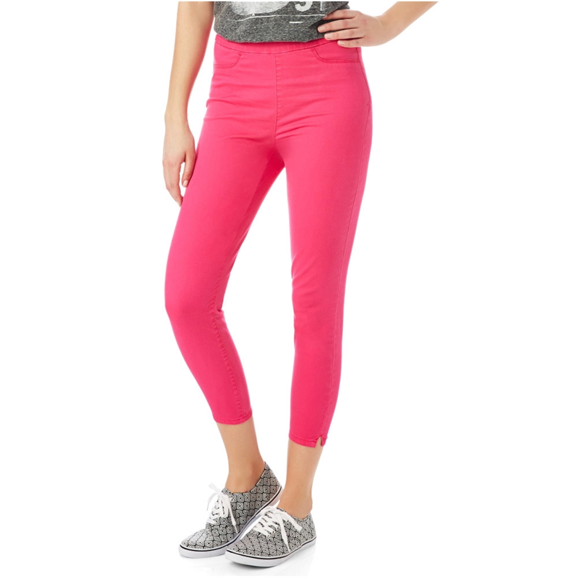 Aeropostale Womens High-Rise Cropped Jeggings, Pink, Large 
