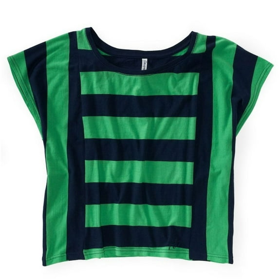 Aeropostale Womens Horizontal Vert Stripe Graphic T-Shirt, Green, Juniors, Medium