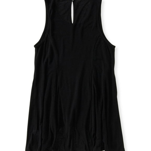 Aeropostale Womens Keyhole Hi-Lo Tank Top, Black, Juniors, Small