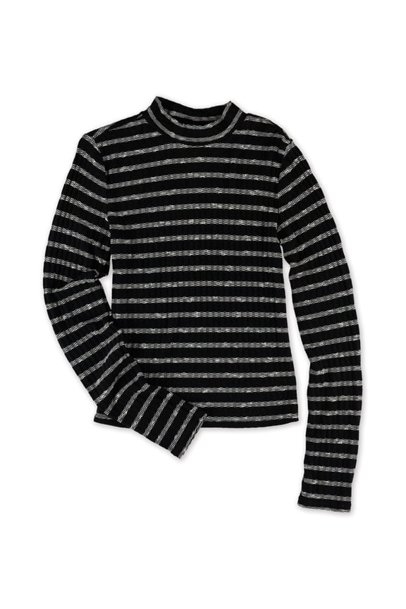 Aeropostale Womens Knit Striped Pullover Sweater, Black, Juniors, Small