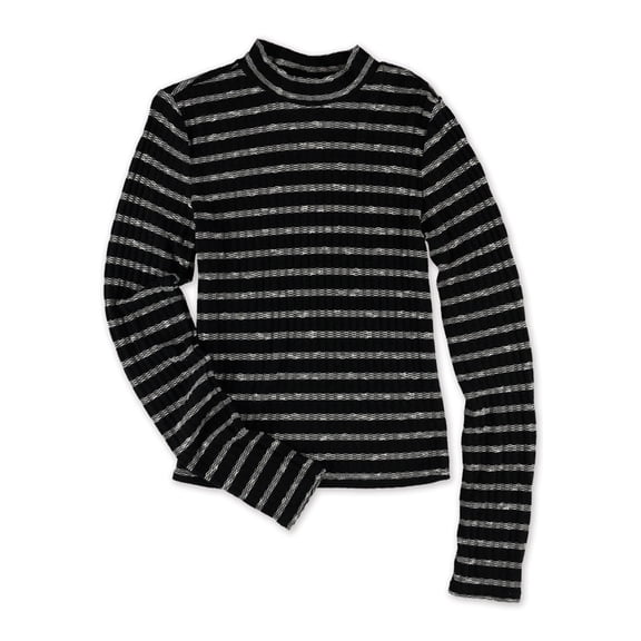 Aeropostale Womens Knit Striped Pullover Sweater, Black, Juniors, X-Small