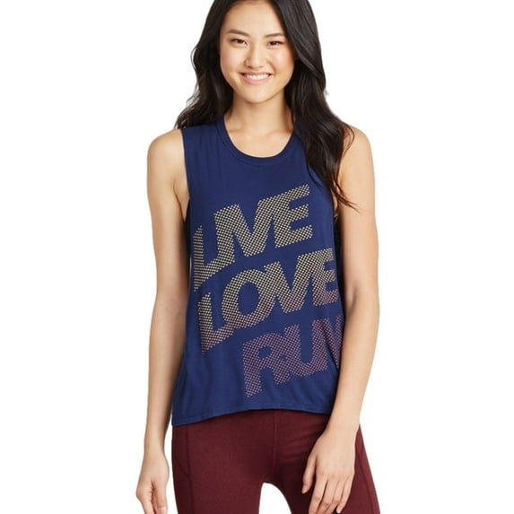 Aeropostale Womens LIVE LOVE RUN Muscle Tank Top, Blue, Juniors, X-Small