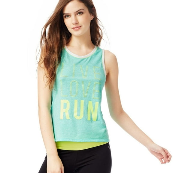 Aeropostale Womens LIVE LOVE RUN Tank Top, Green, Juniors, X-Small