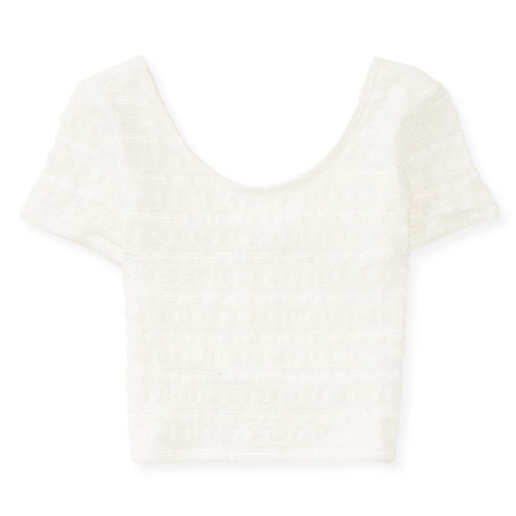 Aeropostale Womens Lace Bodycon Crop Graphic T-Shirt, Off-White, X-Large