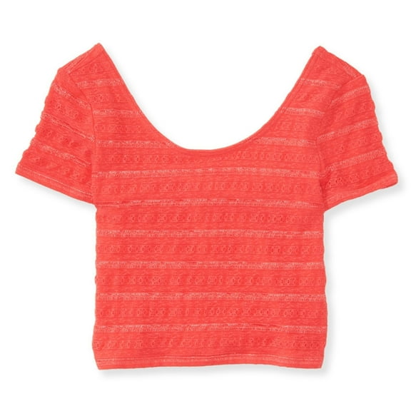 Aeropostale Womens Lace Bodycon Crop Graphic T-Shirt, Red, X-Large