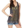 thumbnail image 1 of Aeropostale Womens Lace Placket Racerback Henley Shirt, Grey, Juniors, X-Small, 1 of 1