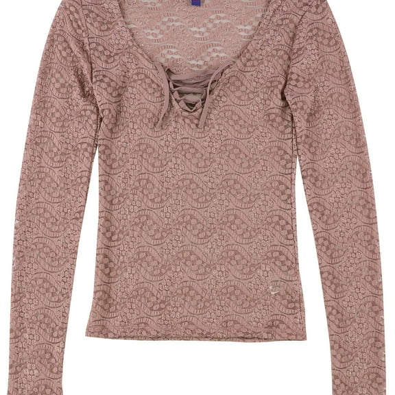 Aeropostale Womens Lace Pullover Blouse, Pink, Juniors, X-Large