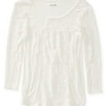 thumbnail image 1 of Aeropostale Womens Lacey Ls Embellished T-Shirt, Off-White, Juniors, X-Small, 1 of 1
