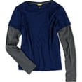 thumbnail image 1 of Aeropostale Womens Layered LS Graphic T-Shirt, Blue, Juniors, Small, 1 of 1