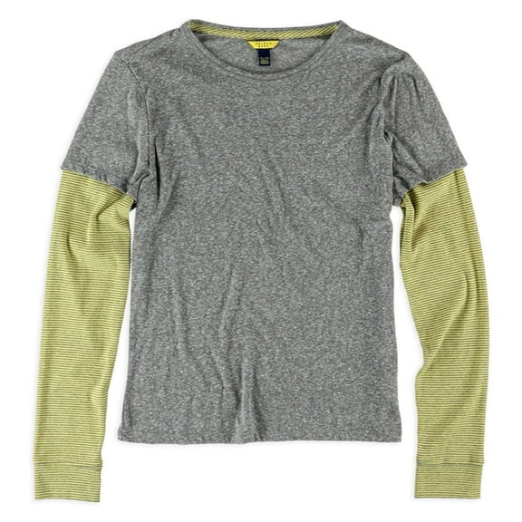 Aeropostale Womens Layered LS Graphic T-Shirt, Grey, Juniors, X-Small