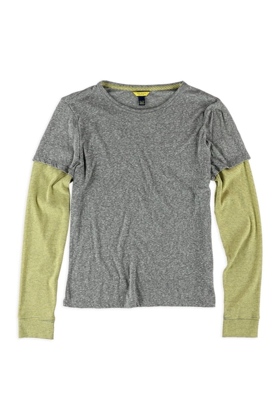Aeropostale Womens Layered LS Graphic T-Shirt, Grey, Juniors, X-Small