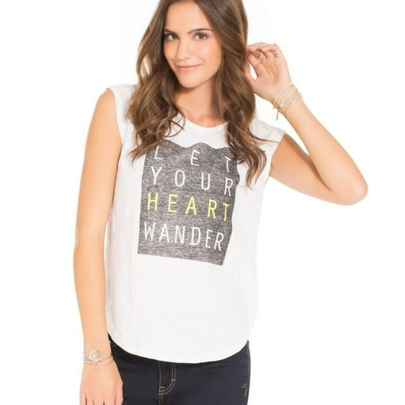 Aeropostale Womens Let Your Heart Wander Graphic T-Shirt, White, Juniors, X-Large