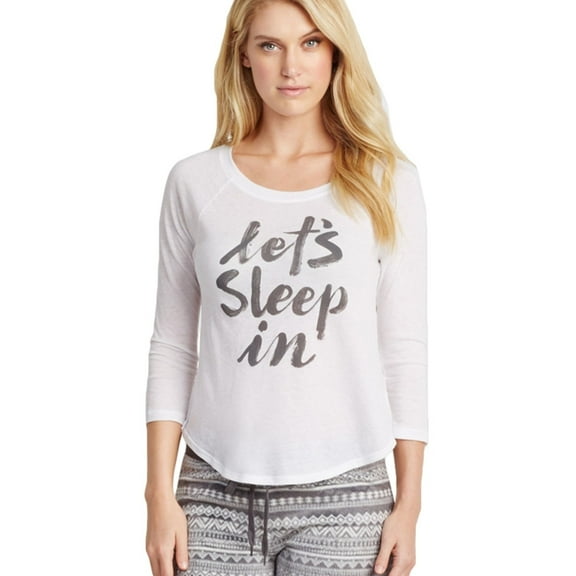 Aeropostale Womens Let's Sleep In Pajama Sleep T-shirt, White, Juniors, X-Small