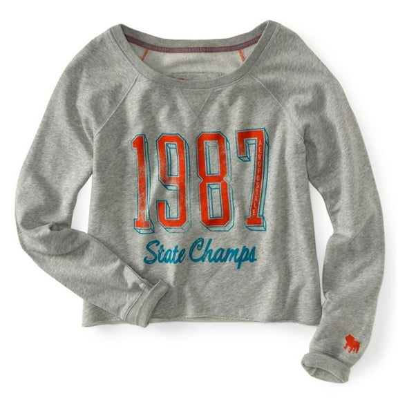 Aeropostale Womens Lightweight Crewneck Sweatshirt, Grey, Juniors, X-Large
