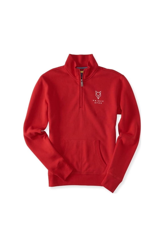 Aeropostale Womens Logo 1/4 Zip Sweatshirt, Red, Juniors, Small