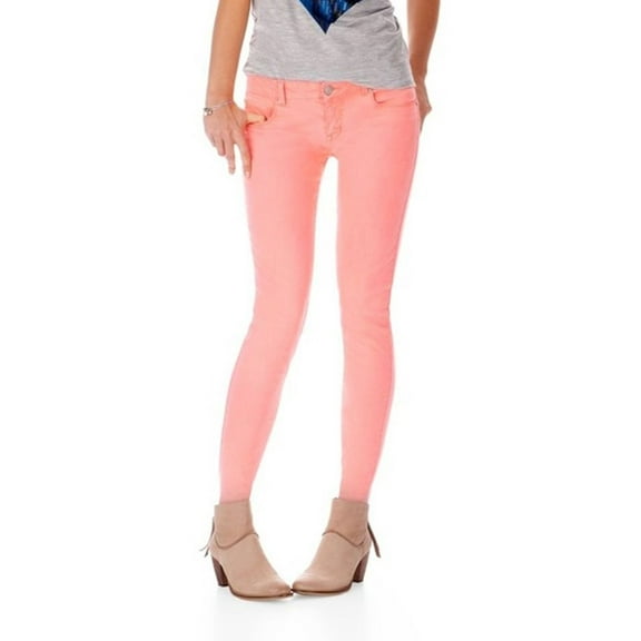 Aeropostale Womens Lola Neon Jegging Skinny Fit Jeans, Orange, Juniors, 9/10 Regular