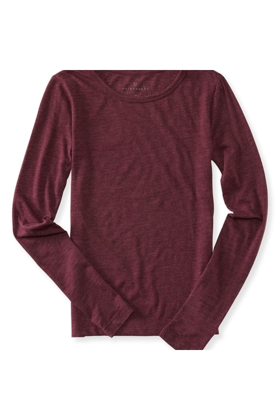 Aeropostale Womens Long Sleeve Basic T-Shirt, Red, Juniors, X-Small