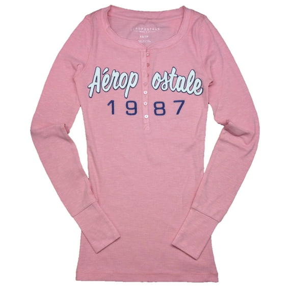 Aeropostale Womens Long Sleeve Henley Shirt