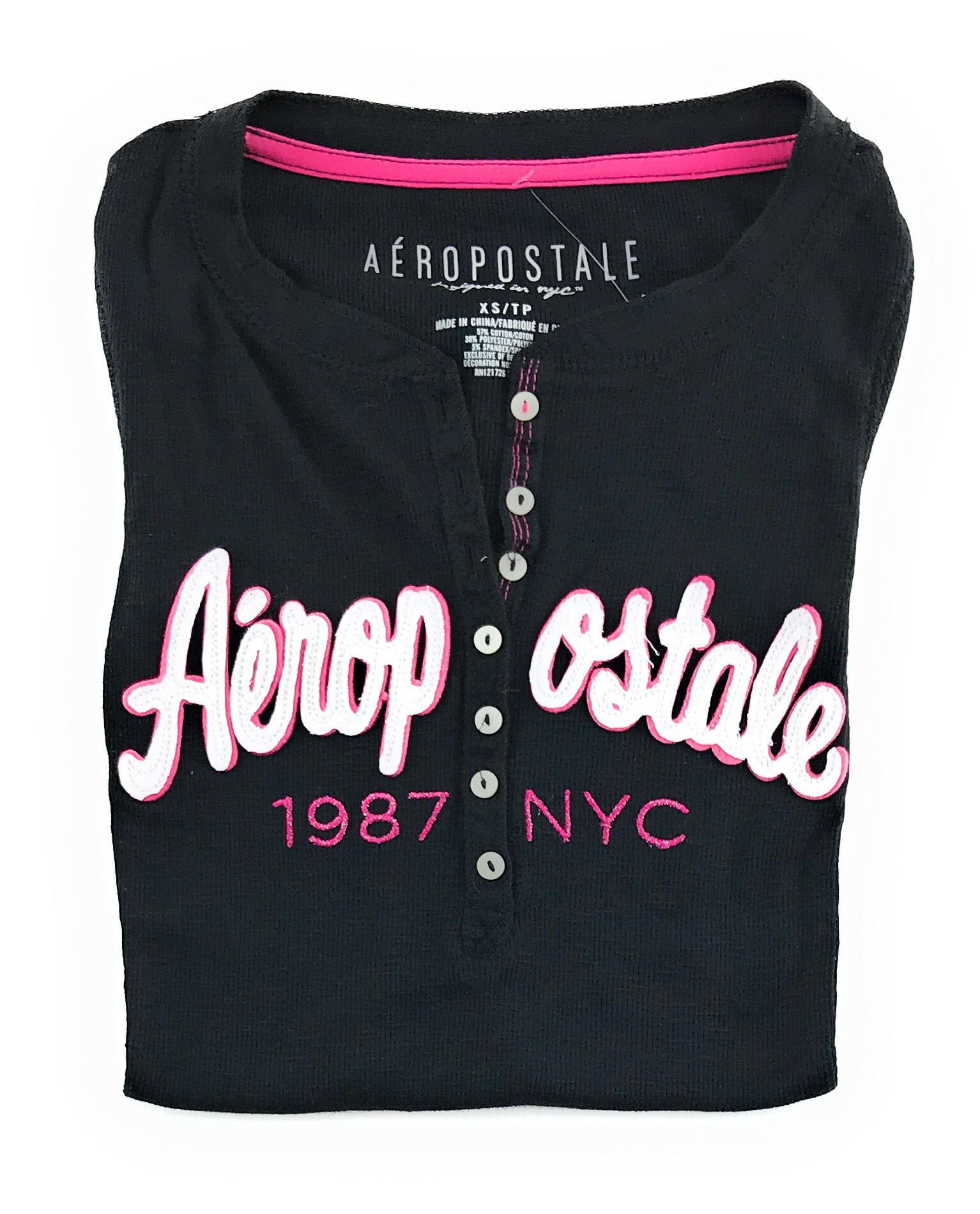 Aeropostale Womens Long Sleeve Henley Shirt