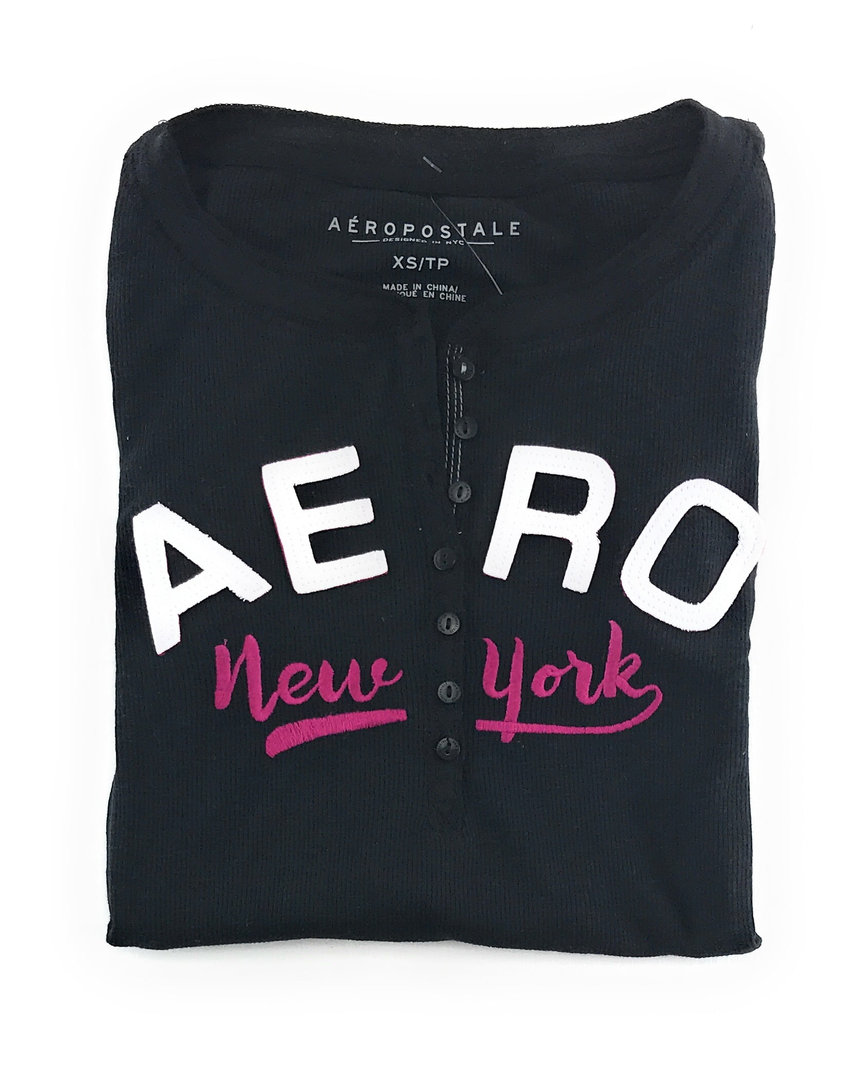 Aeropostale Womens Long Sleeve Henley Shirt