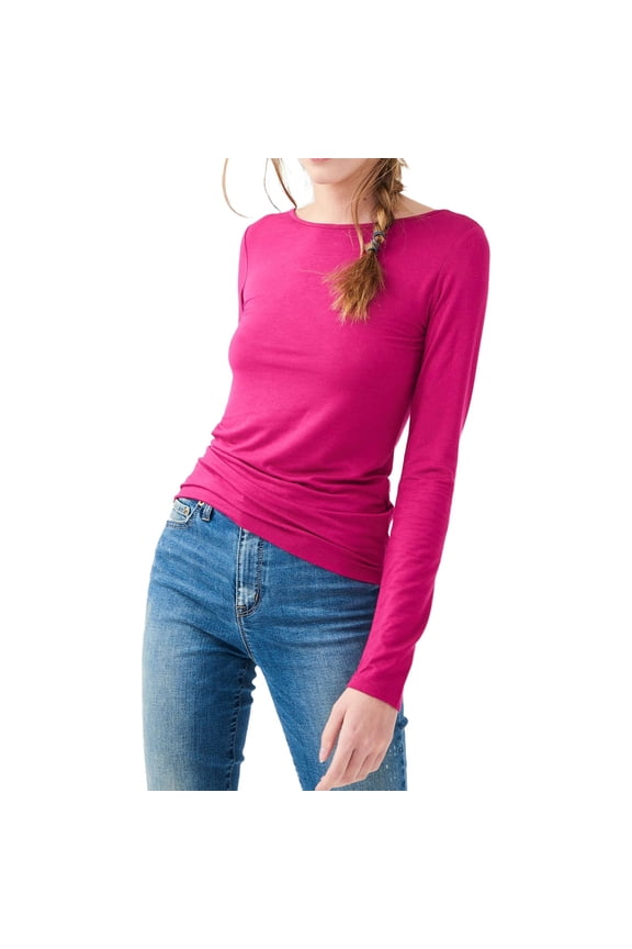 Aeropostale Womens Long Sleeve Pullover Blouse, Pink, Juniors, Small