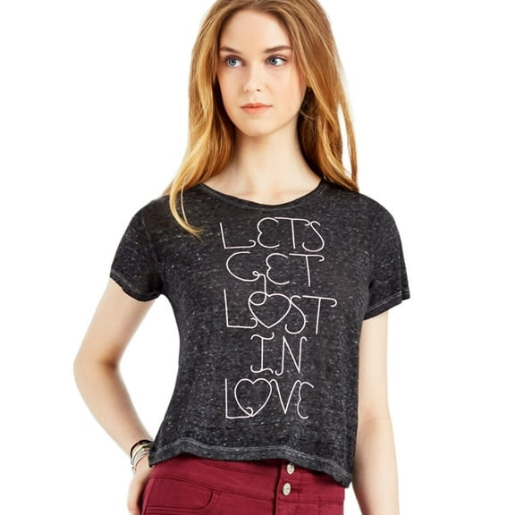 Aeropostale Womens Lost In Love Graphic T-Shirt, Black, Juniors, Small