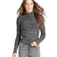 thumbnail image 1 of Aeropostale Womens Marled Bodycon Knit Sweater, Black, X-Small, 1 of 1