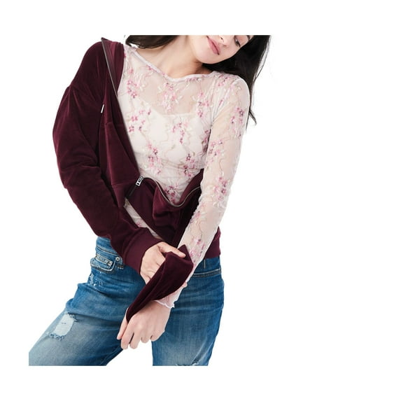 Aeropostale Womens Mesh Knit Blouse, Pink, Juniors, Small