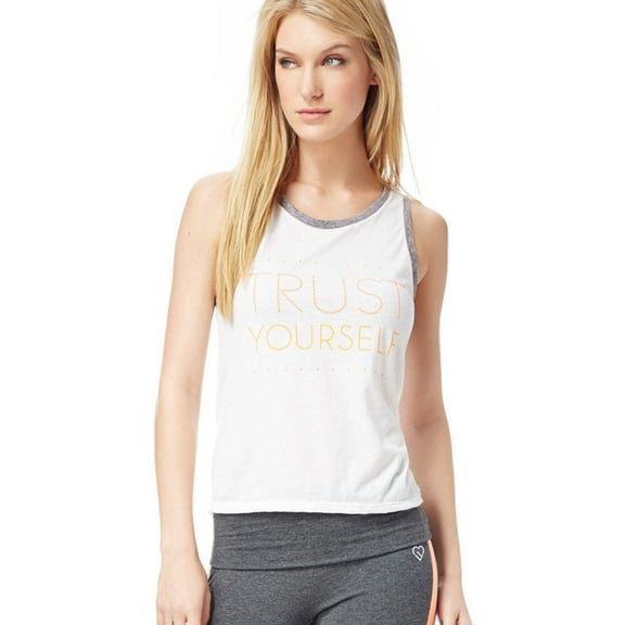 Aeropostale Womens Neon Studded Tank Top, White, Juniors, Large