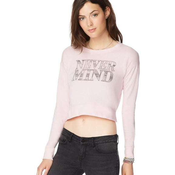 Aeropostale Womens Never Mind Sweatshirt, Pink, Juniors, X-Large