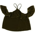 thumbnail image 1 of Aeropostale Womens Off The Shoulder Velour Pullover Blouse, Green, Juniors, Small, 1 of 1
